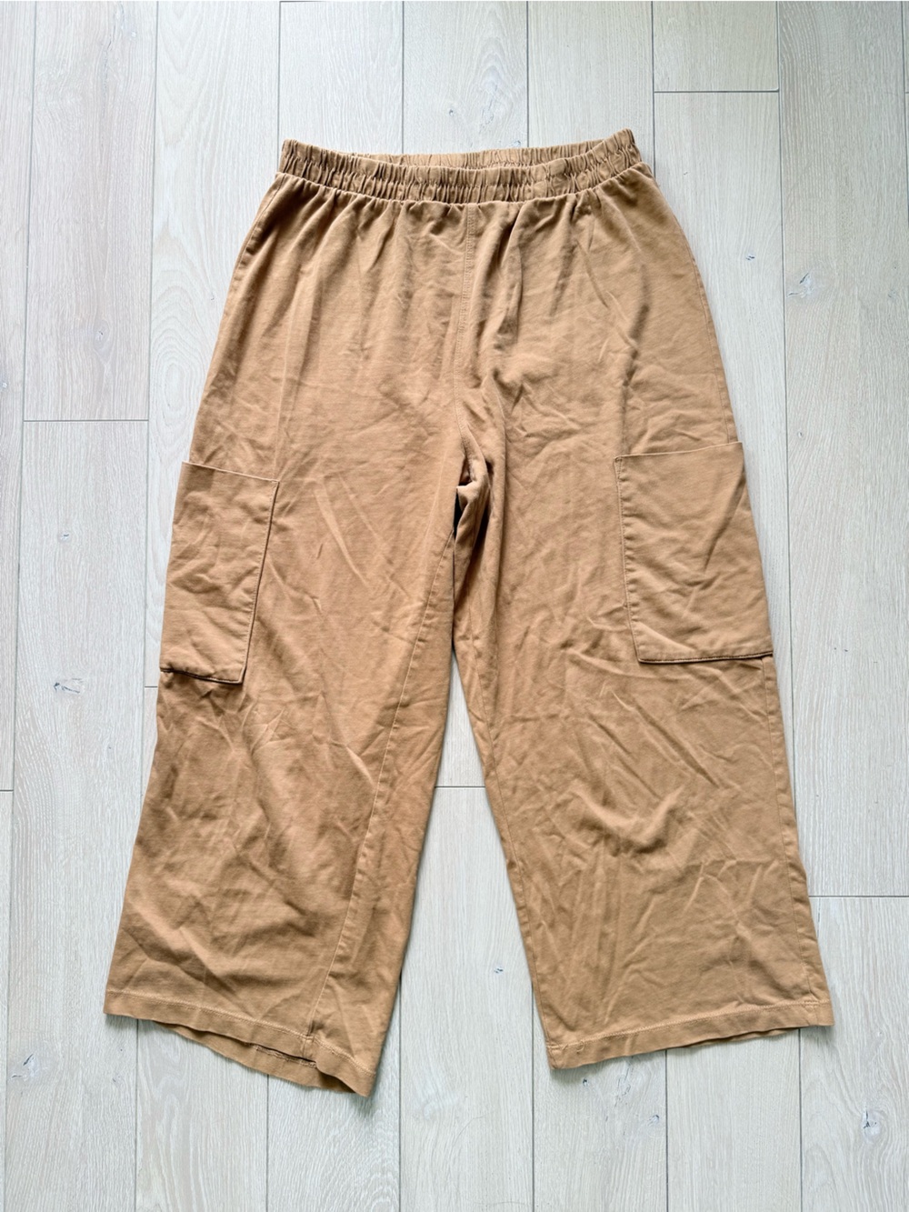 Zara Wide Leg Elastic Waist Pants in Light Brown Women’s Size Large